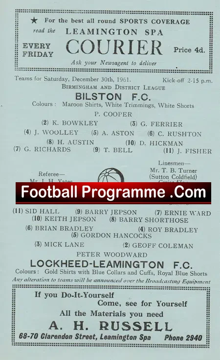 Lockheed Leamington v Bilston 1961
