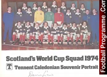 Manchester United Denis Law Signed Scotland Squad 1974
