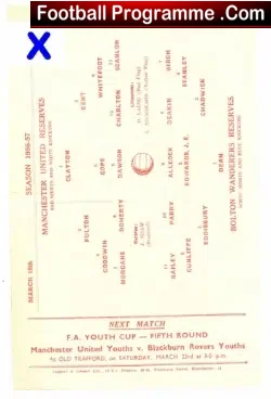 Manchester United v Bolton Wanderers 1957 – Reserves B Charlton