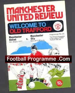 Manchester United v Manchester City 1977 - football programme