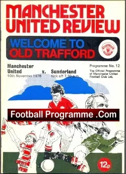 Manchester United v Sunderland 1976 - Jonathan Clark Debut - football programme