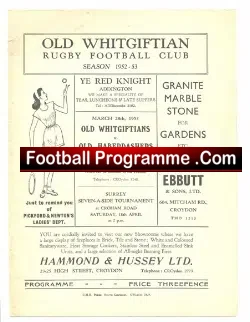 Old Whitgiftians Rugby v Old Haberdashers 1953