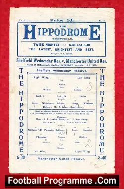 Sheffield Wednesday v Manchester United 1929 – Reserves GENUINE