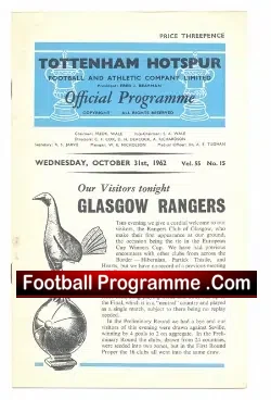 Tottenham Hotspur v Glasgow Rangers 1962