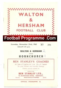 Walton Hersham v Hornchurch 1963