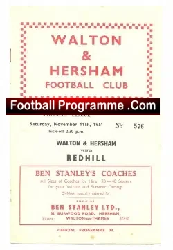 Walton Hersham v Redhill 1961