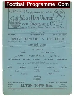West Ham United v Chelsea 1945