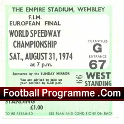 World Speedway Final Ticket 1974 - sports memorabilia