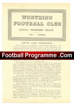 Worthing Town v Bognor Regis 1954 - football programme