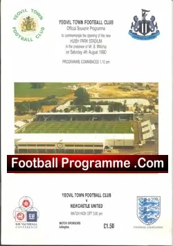 Yeovil Town v Newcastle United 1990 – New Stadium Opening