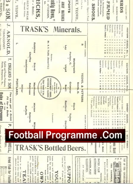 Yeovil Town v Portland 1929 – A Very Early Antique Programme