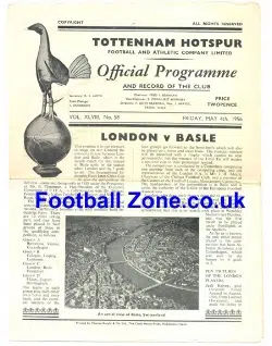 Tottenham Hotspur v Basle 1956  – Signed Danny Blanchflower