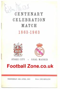 Stoke City v Real Madrid 1963 Autographs - Pushkas - Di Stefano