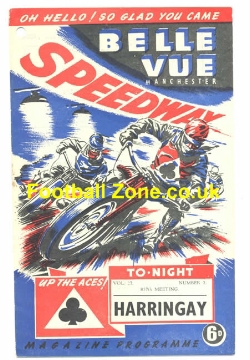 Belle Vue Speedway v Harringay 1954