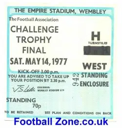 Scarborough v Dagenham 1977 - Challenge Trophy Cup Final Ticket