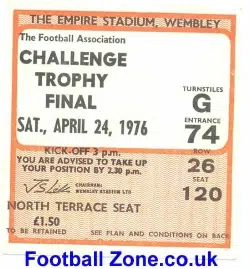 Scarborough v Stafford Rangers 1976 - Trophy Cup Final Ticket