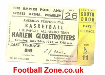 Harlem Globetrotters Basketball Ticket Wembley 1956