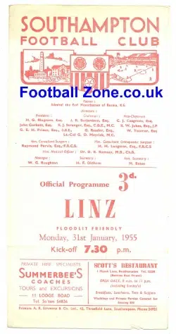Southampton v Linz 1955 – Rare Floodlit Friendly