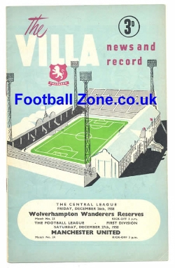 Aston Villa v Manchester United 1958 – Debut Reg Hunter