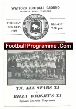 Billy Wright XI v TV All Stars 1960 – at Watford Corbett Castle