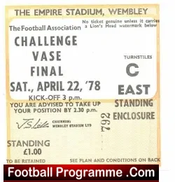 Blue Star v Barton 1978 – Challenge Vase Cup Final Ticket