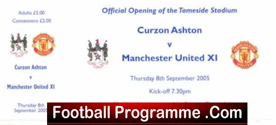 Curzon Ashton v Manchester United 2005 – Ticket – Unused