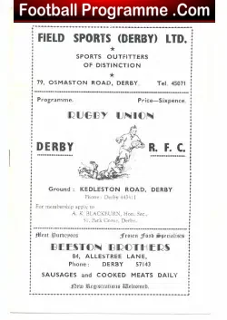 Derby Rugby v All Midlands XV 1952