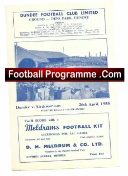 Dundee v Airdrieonians Airdrie 1958