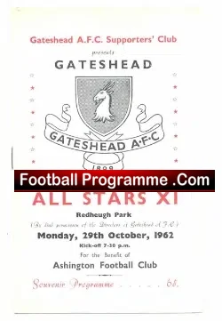 Gateshead v All Stars 1962 – Ashington FC Benefit
