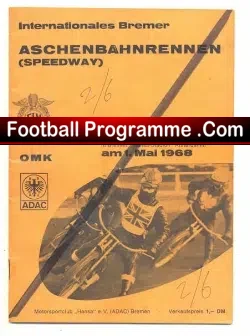 Germany Speedway Programme 1968 – Bremen