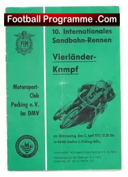 Germany Speedway Programme 1972 – Ostersonntag