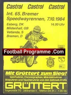 Germany Speedway Programme 1984 – Bremen