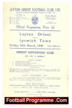 Leyton Orient v Ipswich Town 1948 - football programme