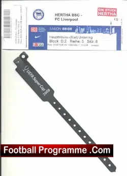 Liverpool v Hertha BSC 2008 + UEFA Wrist Band = Unused