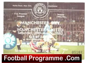 Manchester City v Manchester United 1993 – Football Ticket
