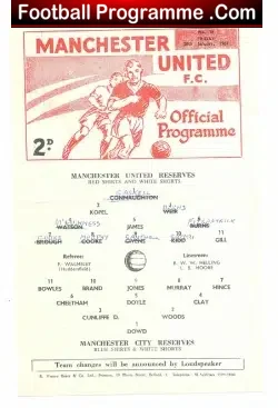 Manchester United v Manchester City 1967 – Reserve Match