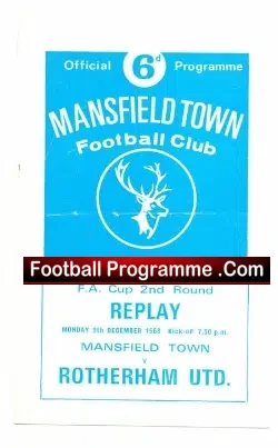 Mansfield Town v Rotherham United 1968 - FA Cup Replay - football programme