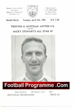 Micky Stewart Testimonial Tooting Mitcham 1965