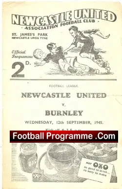 Newcastle United v Burnley 1945 – Rare