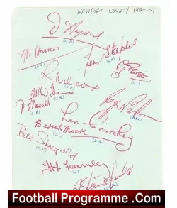 Newport County + Torquay United Team Squad Autographed 1950 51