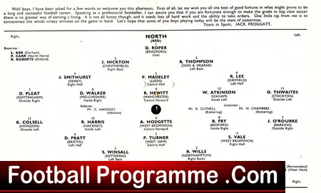 North v South 1960 – Schoolboys at Kettering – Pleat – Fry