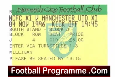 Norwich City v Manchester United 1996 – Bryan Gunn Testimonial
