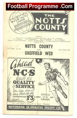 Notts County v Sheffield Wednesday 1952