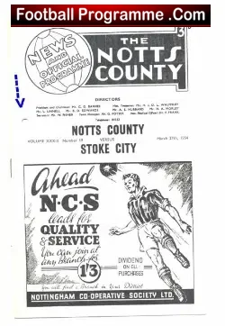 Notts County v Stoke City 1954