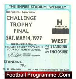 Scarborough v Dagenham 1977 – Challenge Trophy Cup Final Ticket