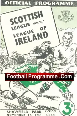 Scotland League v Ireland League 1954 - Shawfield Park - football programme