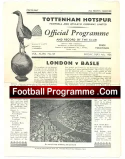 Tottenham Hotspur v Basle 1956  – Signed Danny Blanchflower