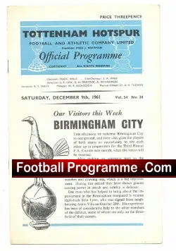 Tottenham Hotspur v Birmingham City 1961 - football programme