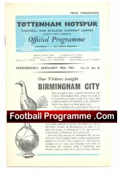Tottenham Hotspur v Birmingham City 1962