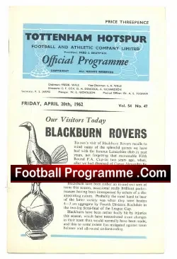 Tottenham Hotspur v Blackburn Rovers 1962
